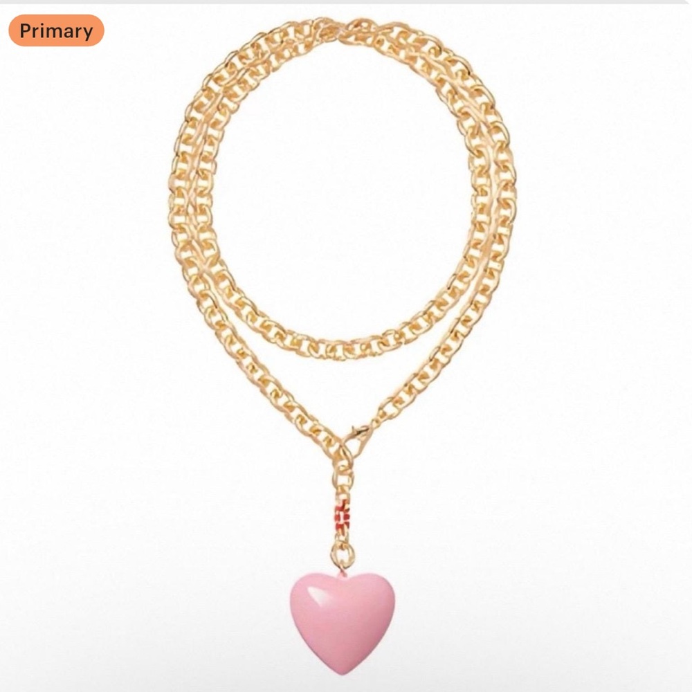 Roxanne Assoulin Large Puffy Heart Necklace - Cotton Candy